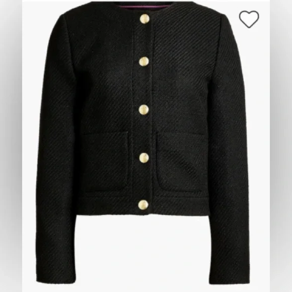 J Crew Black Tweed Jacket Blazer with Gold Buttons - Picture 2 of 12